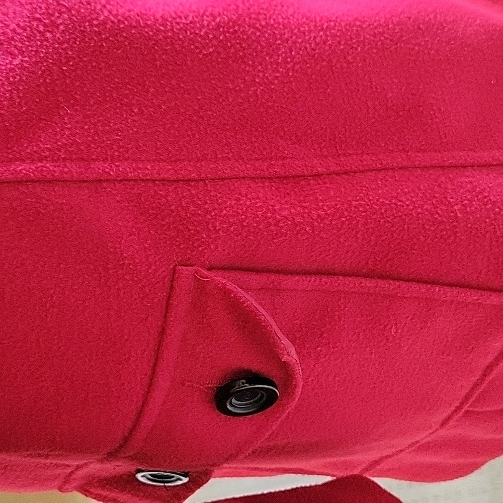 Winter double-breated or Pea coat with red lining and 2 large buttoned pockets - Picture 6 of 14